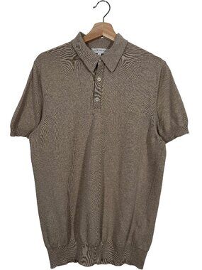 Jack Victor 100% Cotton Short Sleeve Knit Polo Oatmeal men's size Medium